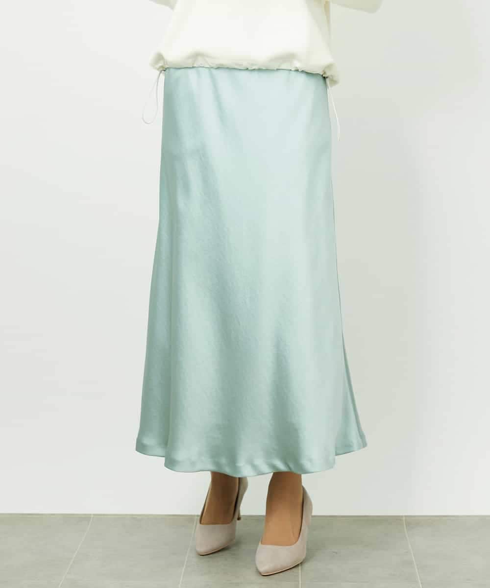 FMHDD04230 MICHEL KLEIN(ミッシェルクラン) [コージーボトム]ヴィンテージサテンスカート ライトブルー