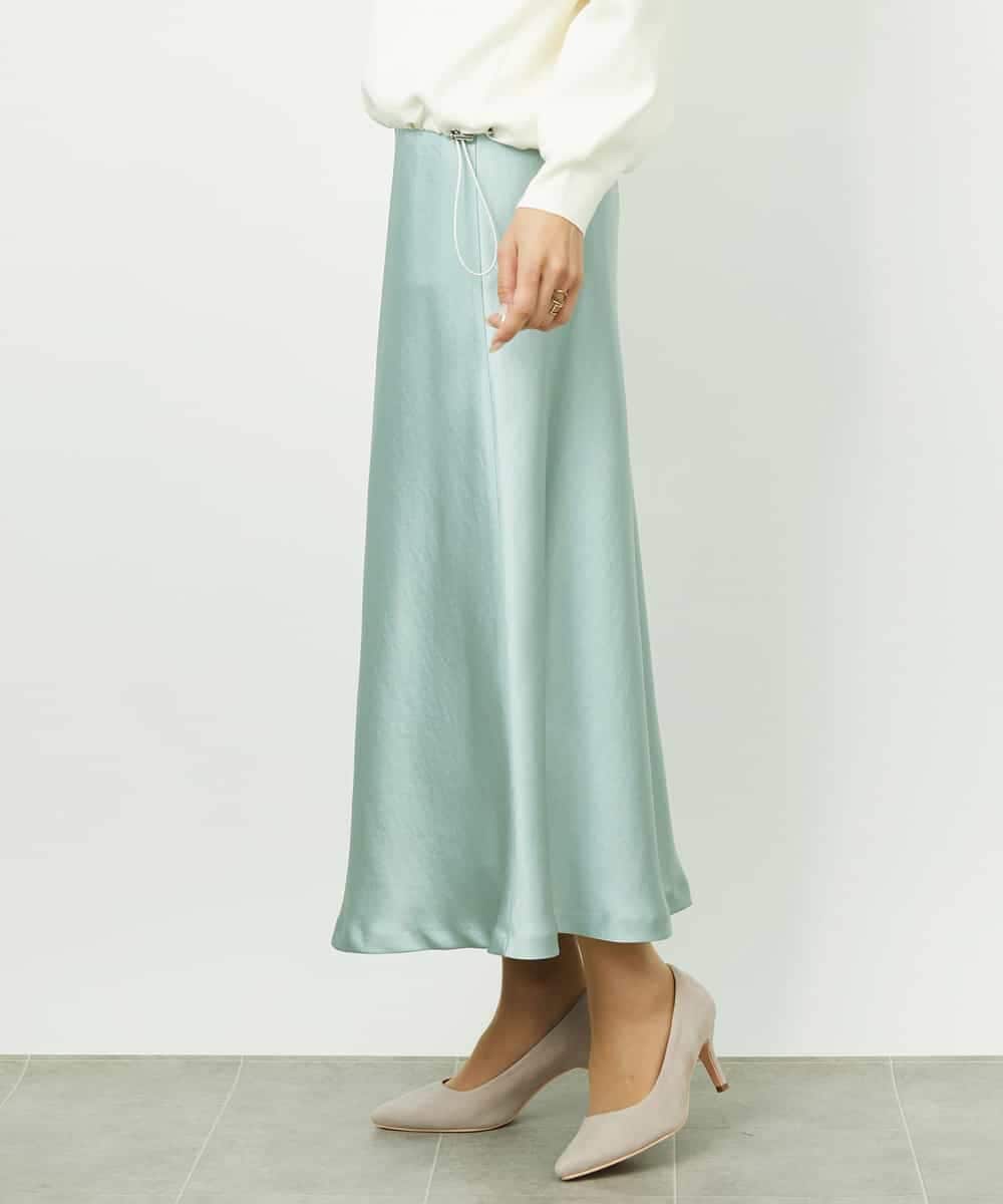 FMHDD04230 MICHEL KLEIN(ミッシェルクラン) [コージーボトム]ヴィンテージサテンスカート ライトブルー