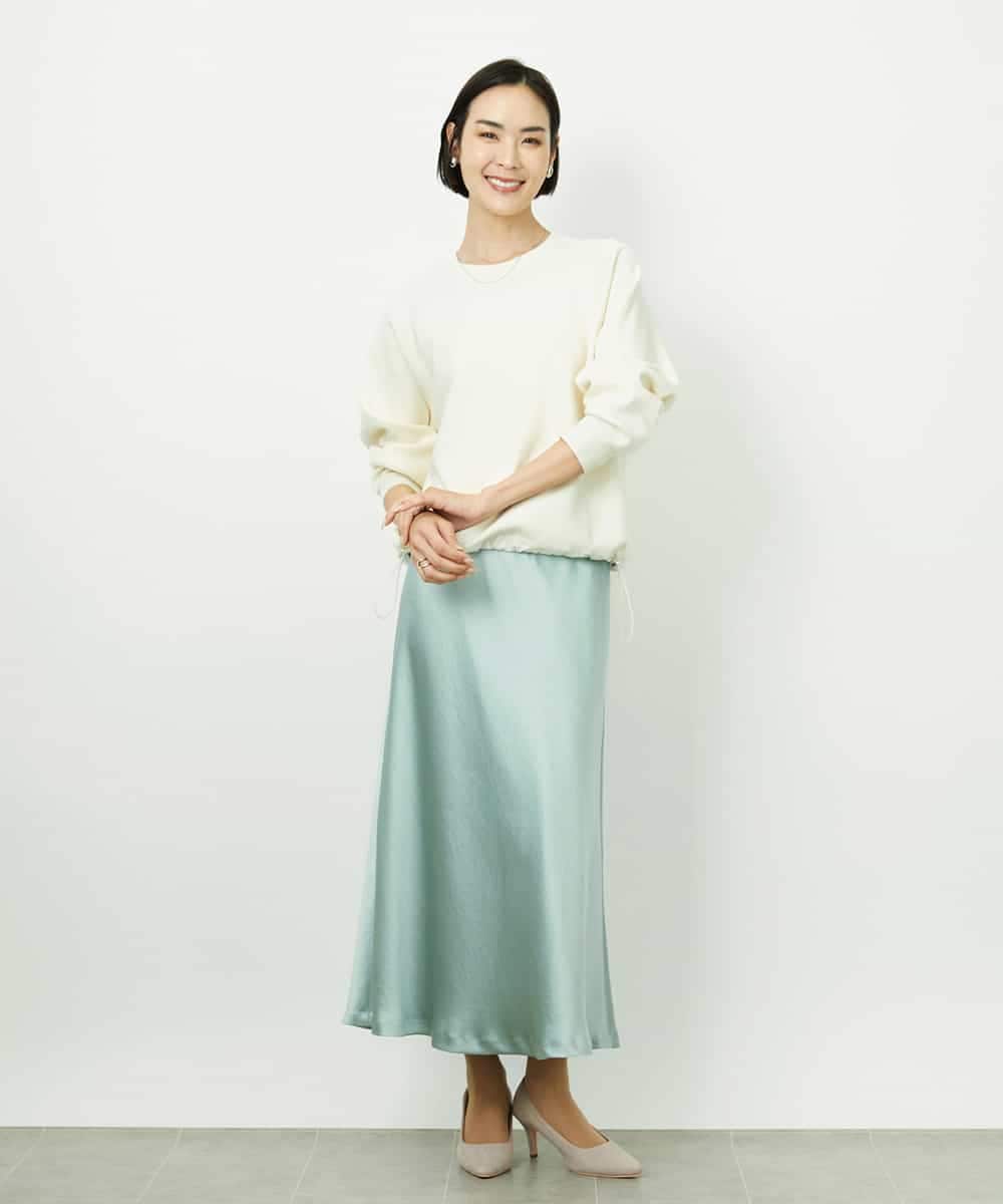 FMHDD04230 MICHEL KLEIN(ミッシェルクラン) [コージーボトム]ヴィンテージサテンスカート ライトブルー