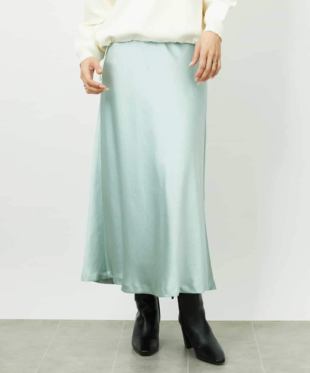 FMHDD04230 MICHEL KLEIN(ミッシェルクラン) [コージーボトム]ヴィンテージサテンスカート ライトブルー