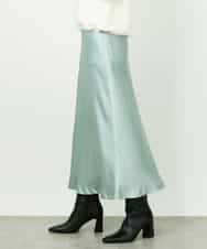 FMHDD04230 MICHEL KLEIN(ミッシェルクラン) [コージーボトム]ヴィンテージサテンスカート ライトブルー