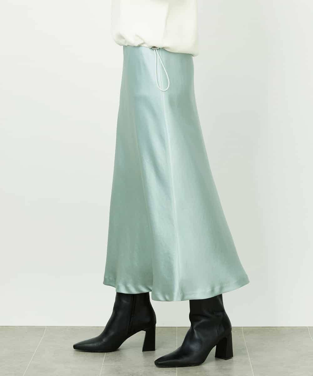 FMHDD04230 MICHEL KLEIN(ミッシェルクラン) [コージーボトム]ヴィンテージサテンスカート ライトブルー