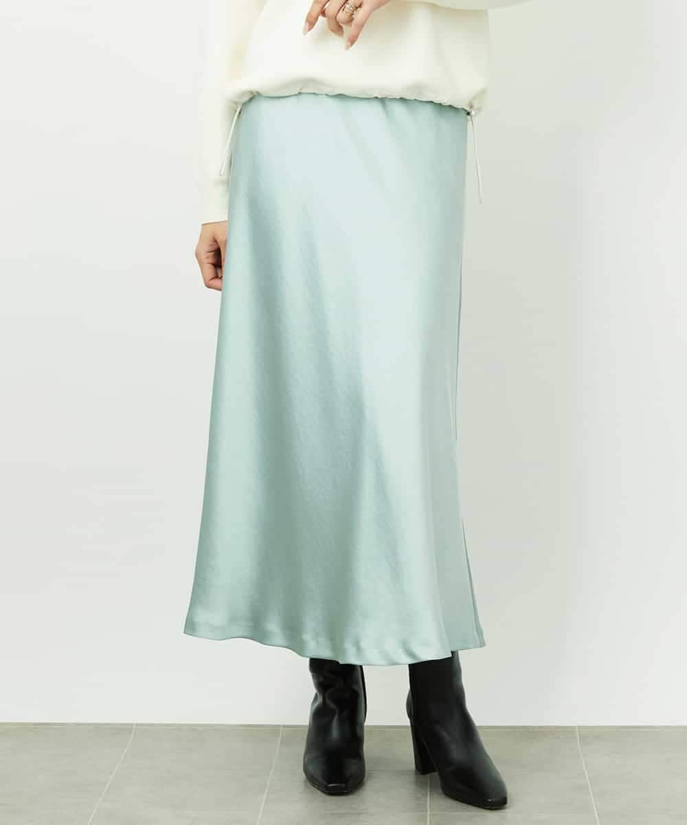 FMHDD04230 MICHEL KLEIN(ミッシェルクラン) [コージーボトム]ヴィンテージサテンスカート ライトブルー