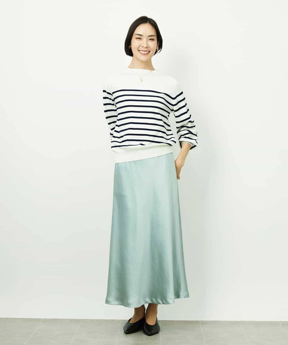 FMHDD04230 MICHEL KLEIN(ミッシェルクラン) [コージーボトム]ヴィンテージサテンスカート ライトブルー