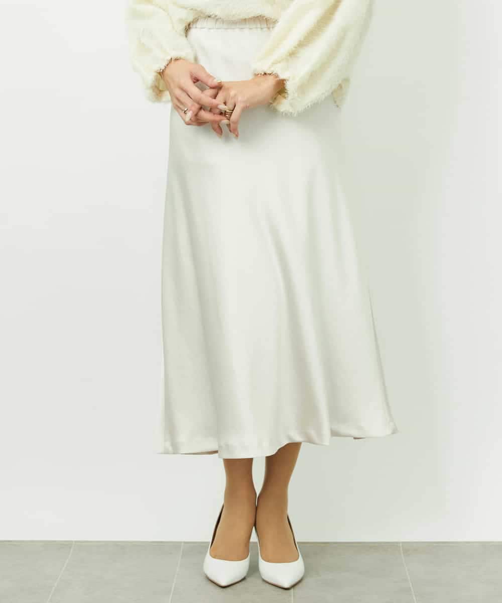 FMHDD04230 MICHEL KLEIN(ミッシェルクラン) [コージーボトム]ヴィンテージサテンスカート ライトブルー