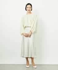 FMHDD04230 MICHEL KLEIN(ミッシェルクラン) [コージーボトム]ヴィンテージサテンスカート ライトブルー