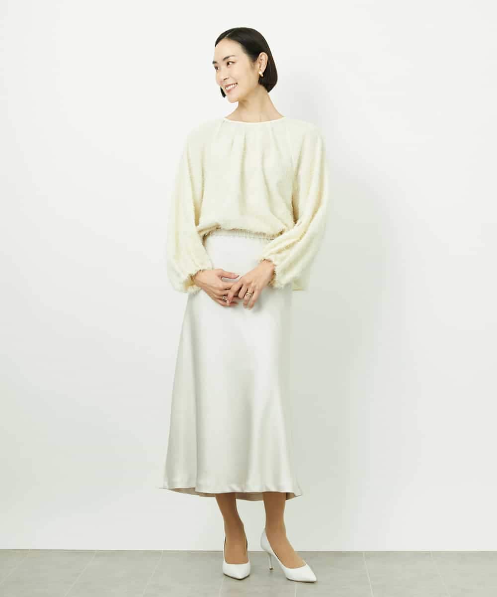 FMHDD04230 MICHEL KLEIN(ミッシェルクラン) [コージーボトム]ヴィンテージサテンスカート ライトブルー