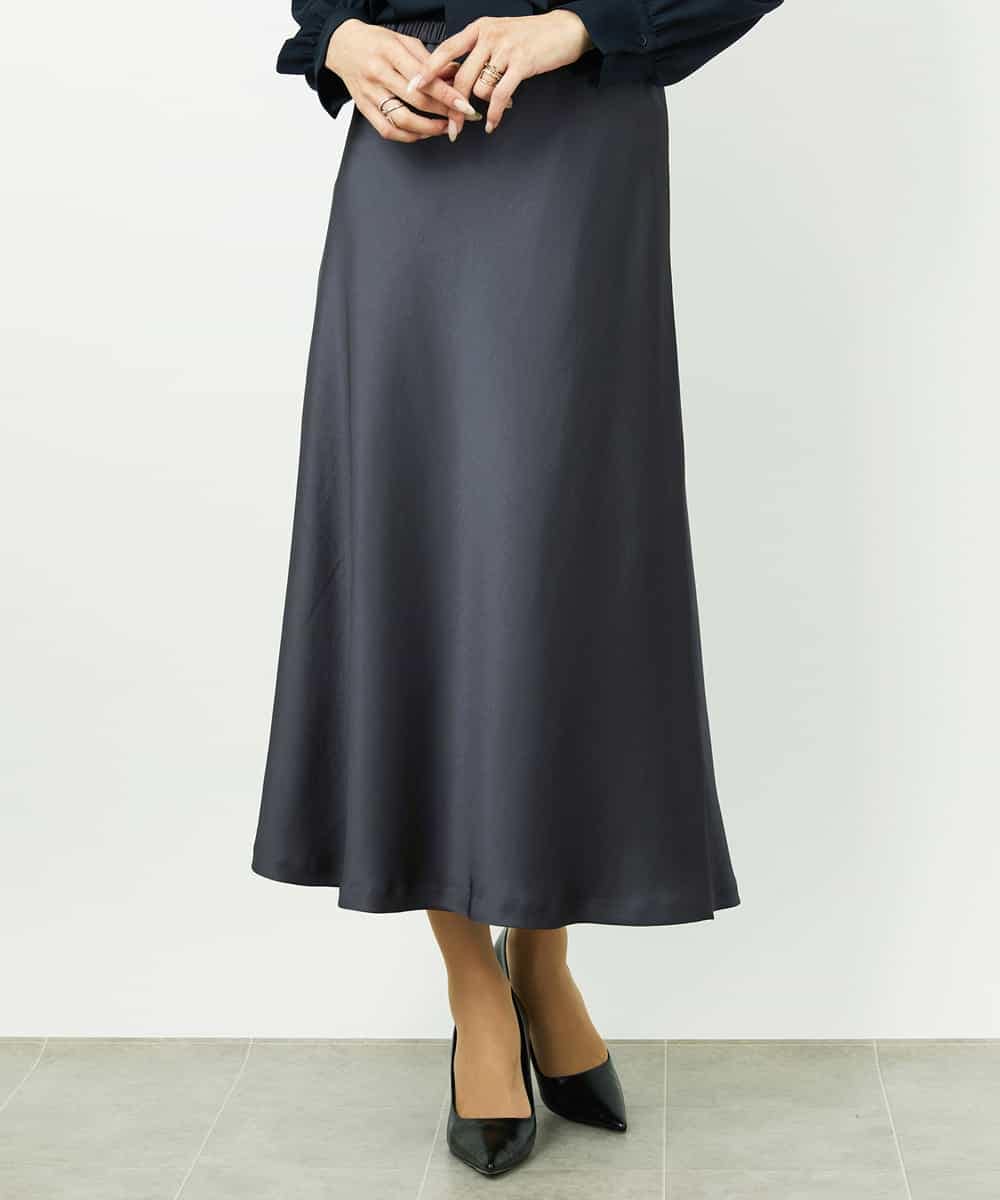 FMHDD04230 MICHEL KLEIN(ミッシェルクラン) [コージーボトム]ヴィンテージサテンスカート ライトブルー