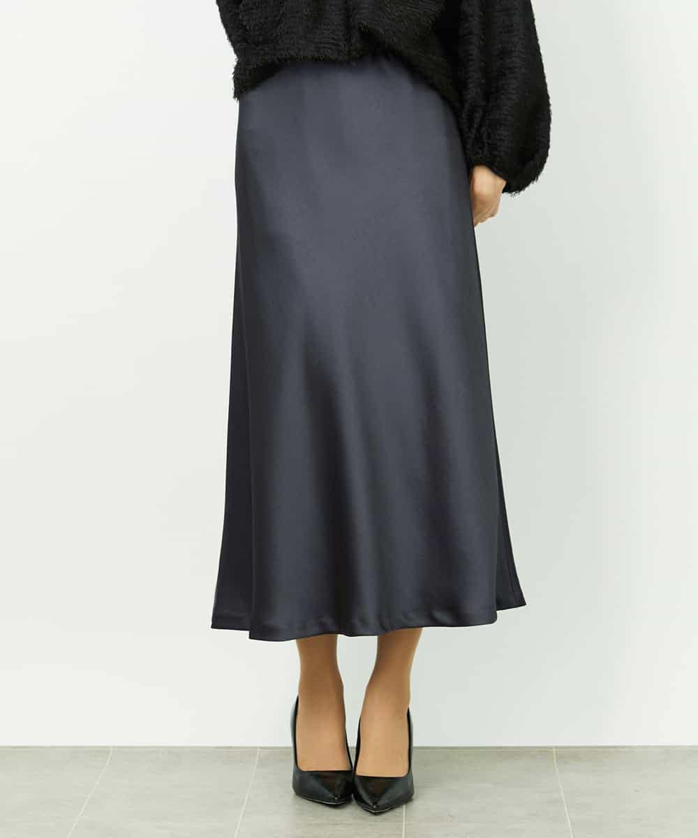 FMHDD04230 MICHEL KLEIN(ミッシェルクラン) [コージーボトム]ヴィンテージサテンスカート ライトブルー