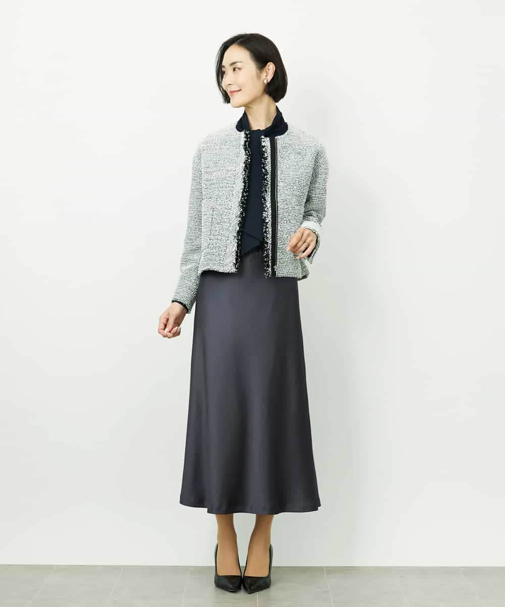 FMHDD04230 MICHEL KLEIN(ミッシェルクラン) [コージーボトム]ヴィンテージサテンスカート ライトブルー