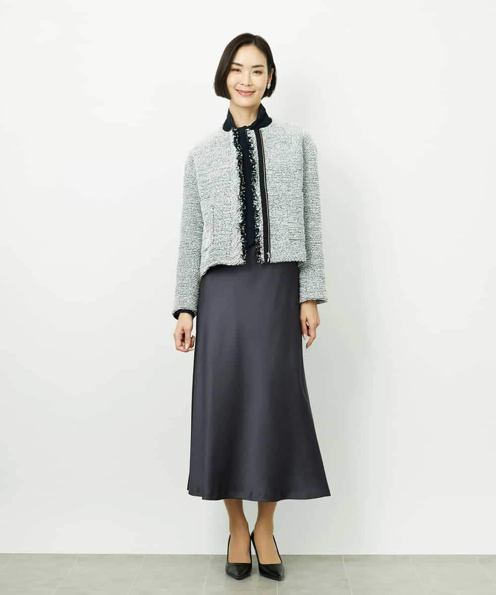 FMHDD04230 MICHEL KLEIN(ミッシェルクラン) [コージーボトム]ヴィンテージサテンスカート ライトブルー