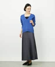 FMHDD04230 MICHEL KLEIN(ミッシェルクラン) [コージーボトム]ヴィンテージサテンスカート ライトブルー