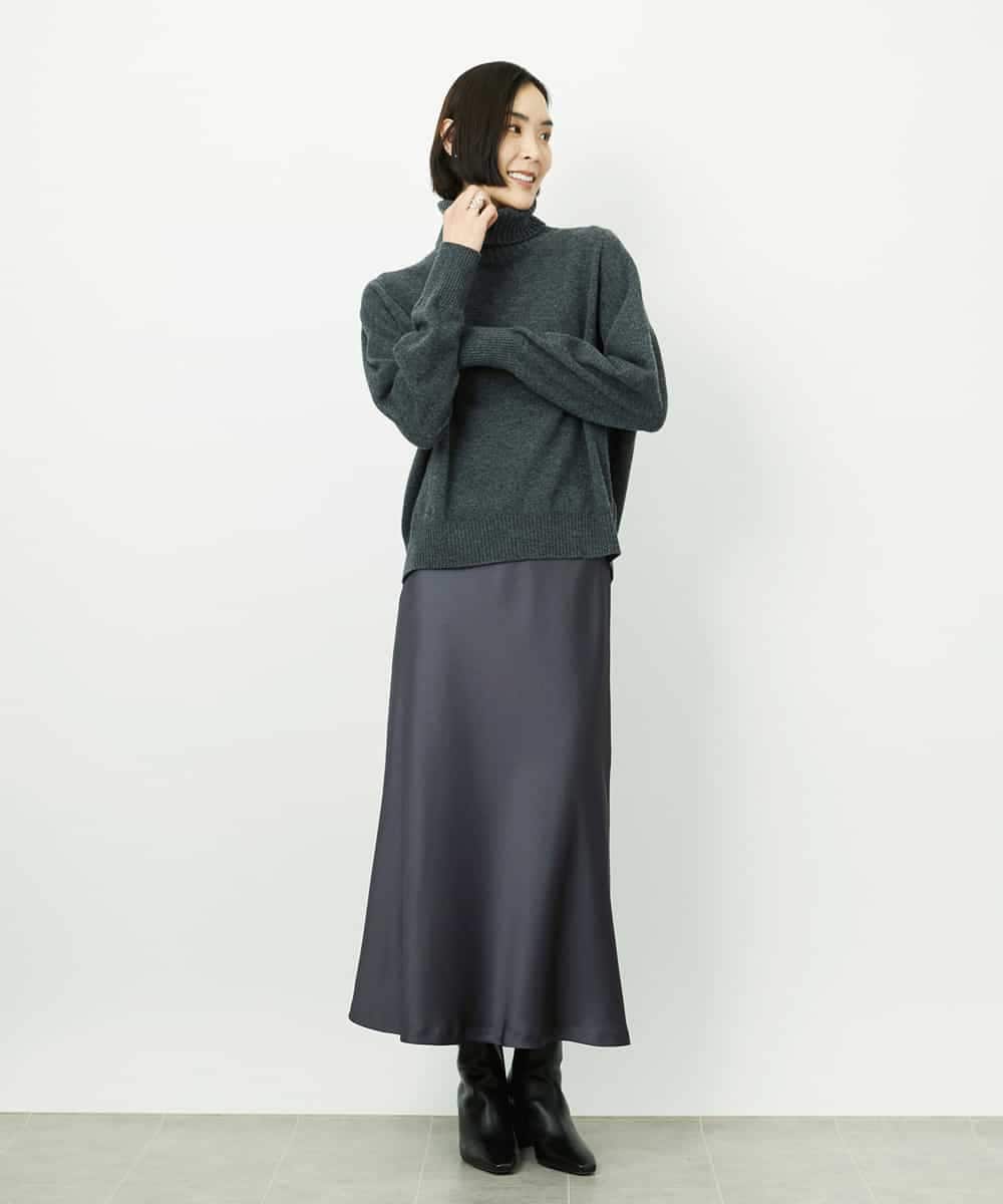 FMHDD04230 MICHEL KLEIN(ミッシェルクラン) [コージーボトム]ヴィンテージサテンスカート ライトブルー