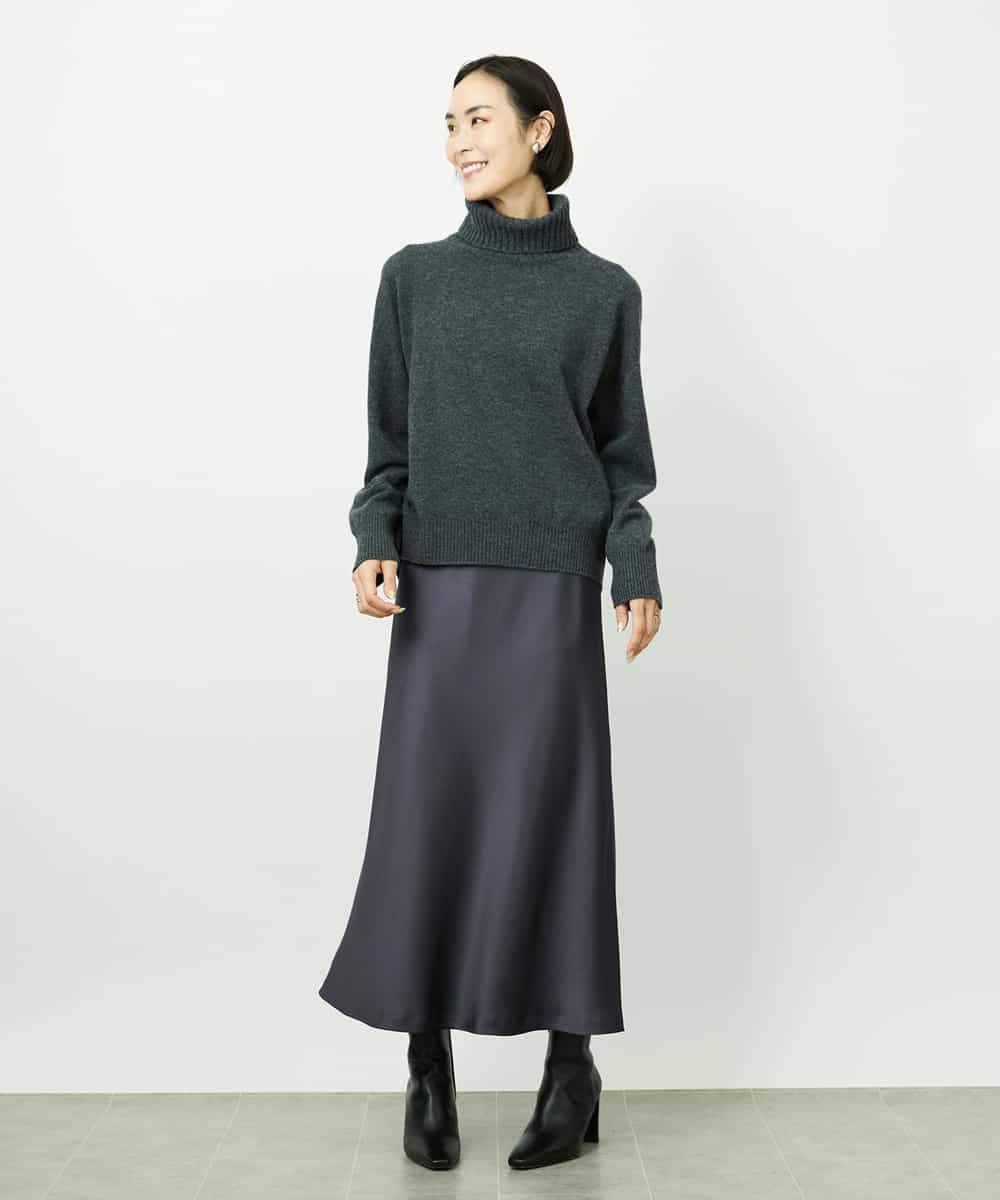 FMHDD04230 MICHEL KLEIN(ミッシェルクラン) [コージーボトム]ヴィンテージサテンスカート ライトブルー