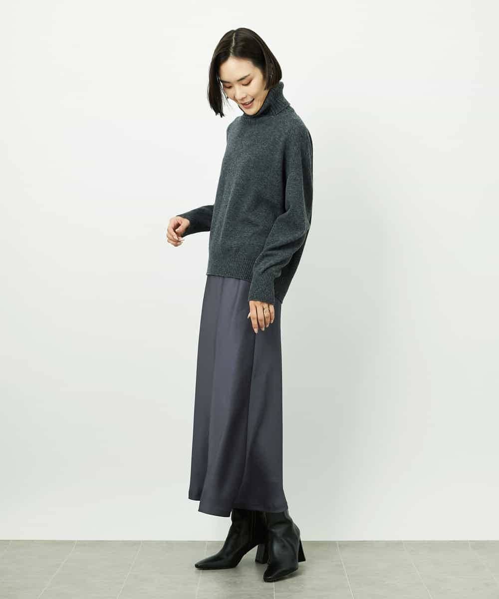 FMHDD04230 MICHEL KLEIN(ミッシェルクラン) [コージーボトム]ヴィンテージサテンスカート ライトブルー