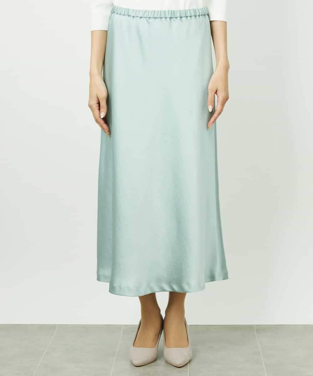 FMHDD04230 MICHEL KLEIN(ミッシェルクラン) [コージーボトム]ヴィンテージサテンスカート ライトブルー