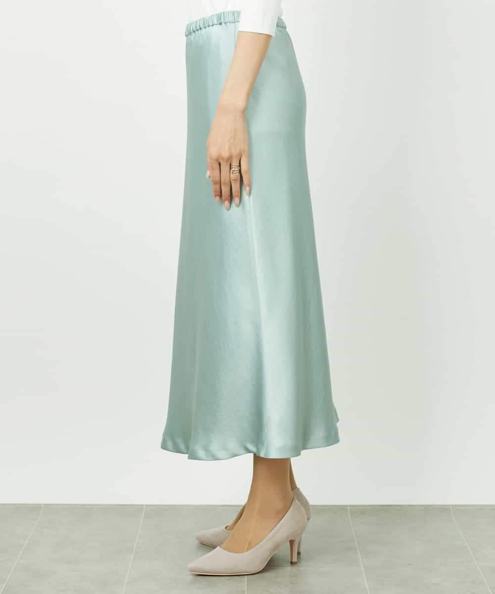 FMHDD04230 MICHEL KLEIN(ミッシェルクラン) [コージーボトム]ヴィンテージサテンスカート ライトブルー
