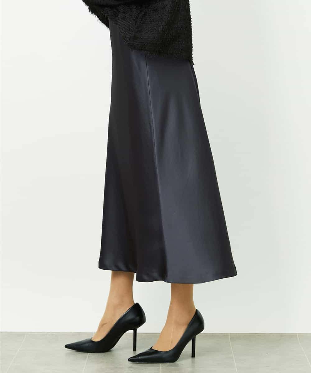 FMHDD04230 MICHEL KLEIN(ミッシェルクラン) [コージーボトム]ヴィンテージサテンスカート ダークグレー