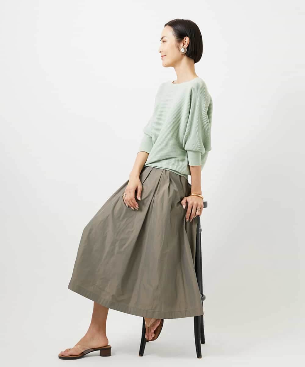 FMHDD05290 MICHEL KLEIN(ミッシェルクラン) [セットアップ対応/コージーボトム]ライトギャザースカート カーキ