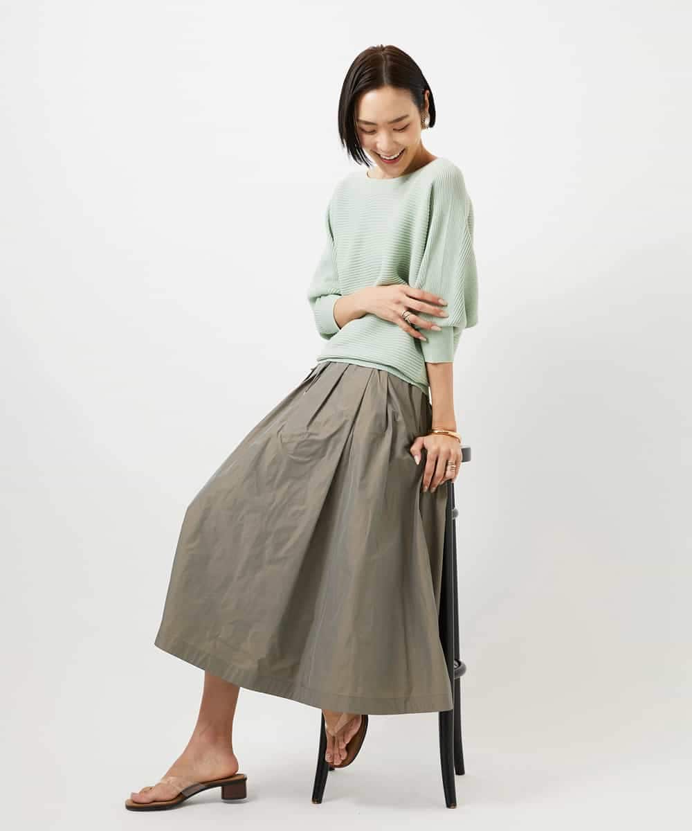 FMHDD05290 MICHEL KLEIN(ミッシェルクラン) [セットアップ対応/コージーボトム]ライトギャザースカート カーキ