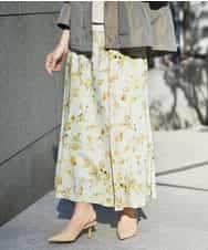 FMHDD12340 MICHEL KLEIN(ミッシェルクラン) フラワープリントセミマーメイドスカート ライトイエロー