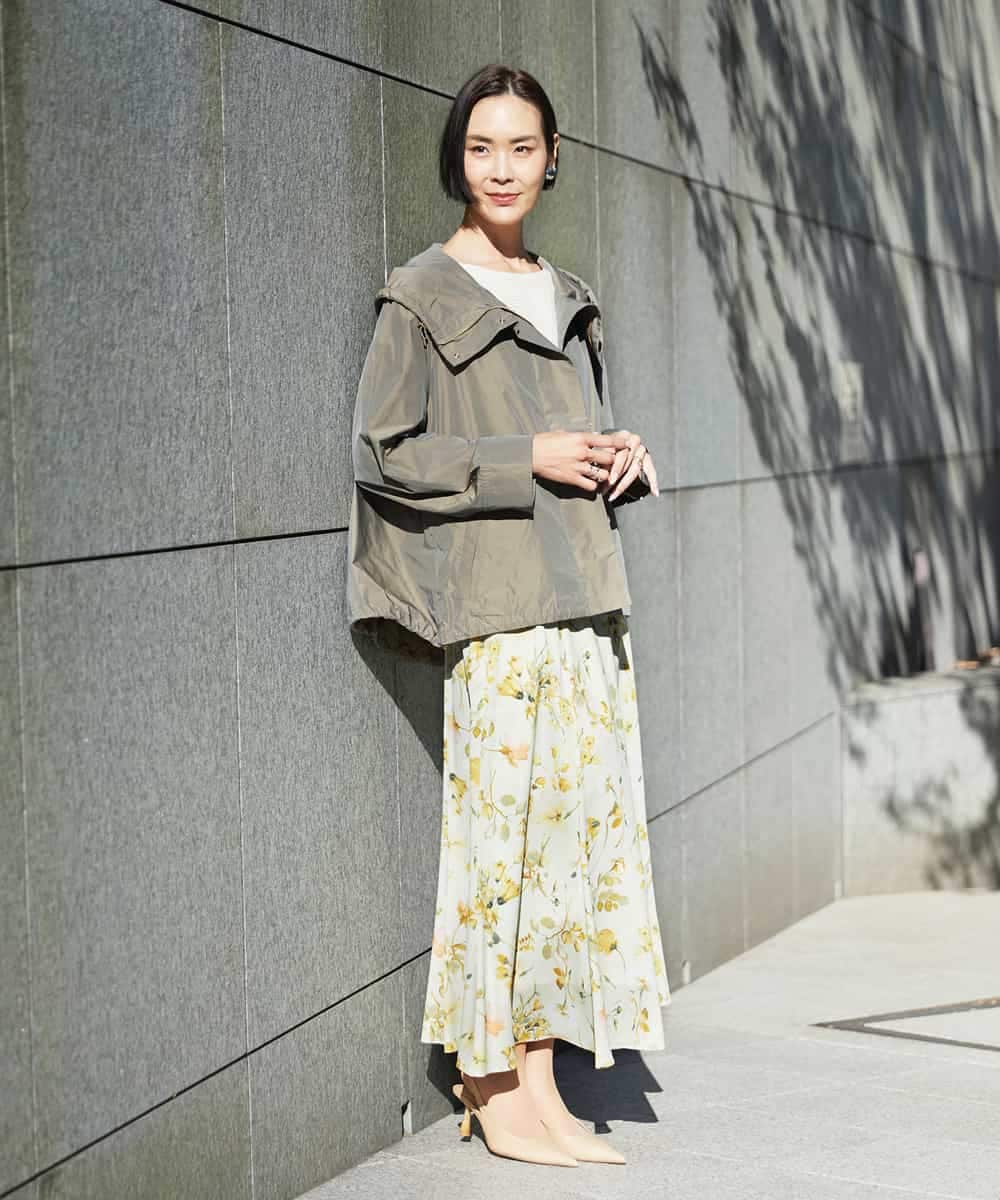 FMHDD12340 MICHEL KLEIN(ミッシェルクラン) フラワープリントセミマーメイドスカート ライトイエロー