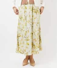 FMHDD12340 MICHEL KLEIN(ミッシェルクラン) フラワープリントセミマーメイドスカート ライトイエロー