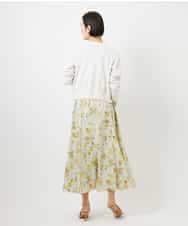 FMHDD12340 MICHEL KLEIN(ミッシェルクラン) フラワープリントセミマーメイドスカート ライトイエロー