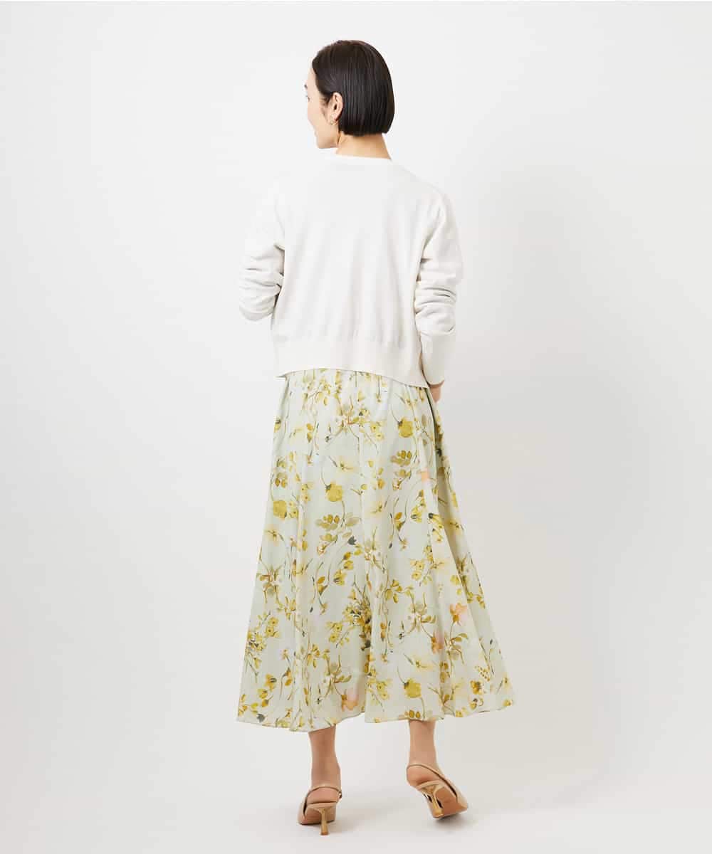 FMHDD12340 MICHEL KLEIN(ミッシェルクラン) フラワープリントセミマーメイドスカート ライトイエロー