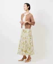 FMHDD12340 MICHEL KLEIN(ミッシェルクラン) フラワープリントセミマーメイドスカート ライトイエロー