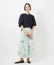 FMHDD12340 MICHEL KLEIN(ミッシェルクラン) フラワープリントセミマーメイドスカート ライトイエロー