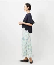 FMHDD12340 MICHEL KLEIN(ミッシェルクラン) フラワープリントセミマーメイドスカート ライトイエロー