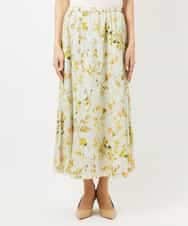 FMHDD12340 MICHEL KLEIN(ミッシェルクラン) フラワープリントセミマーメイドスカート ライトイエロー