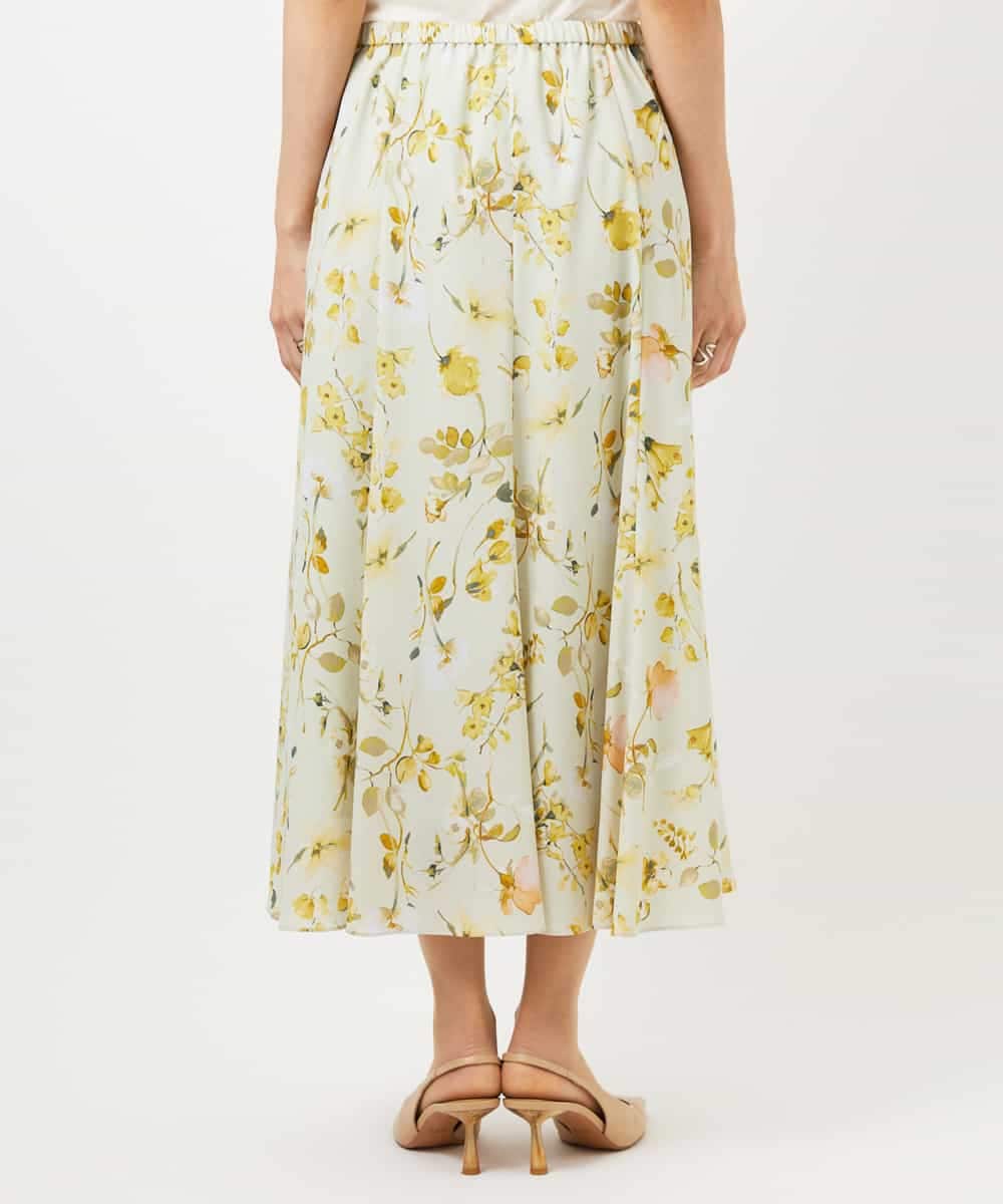 FMHDD12340 MICHEL KLEIN(ミッシェルクラン) フラワープリントセミマーメイドスカート ライトイエロー