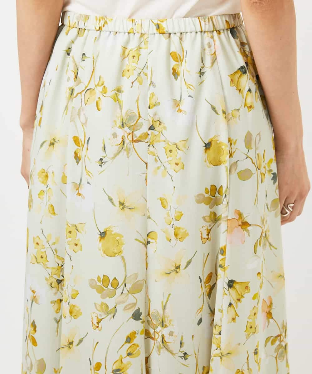 FMHDD12340 MICHEL KLEIN(ミッシェルクラン) フラワープリントセミマーメイドスカート ライトイエロー