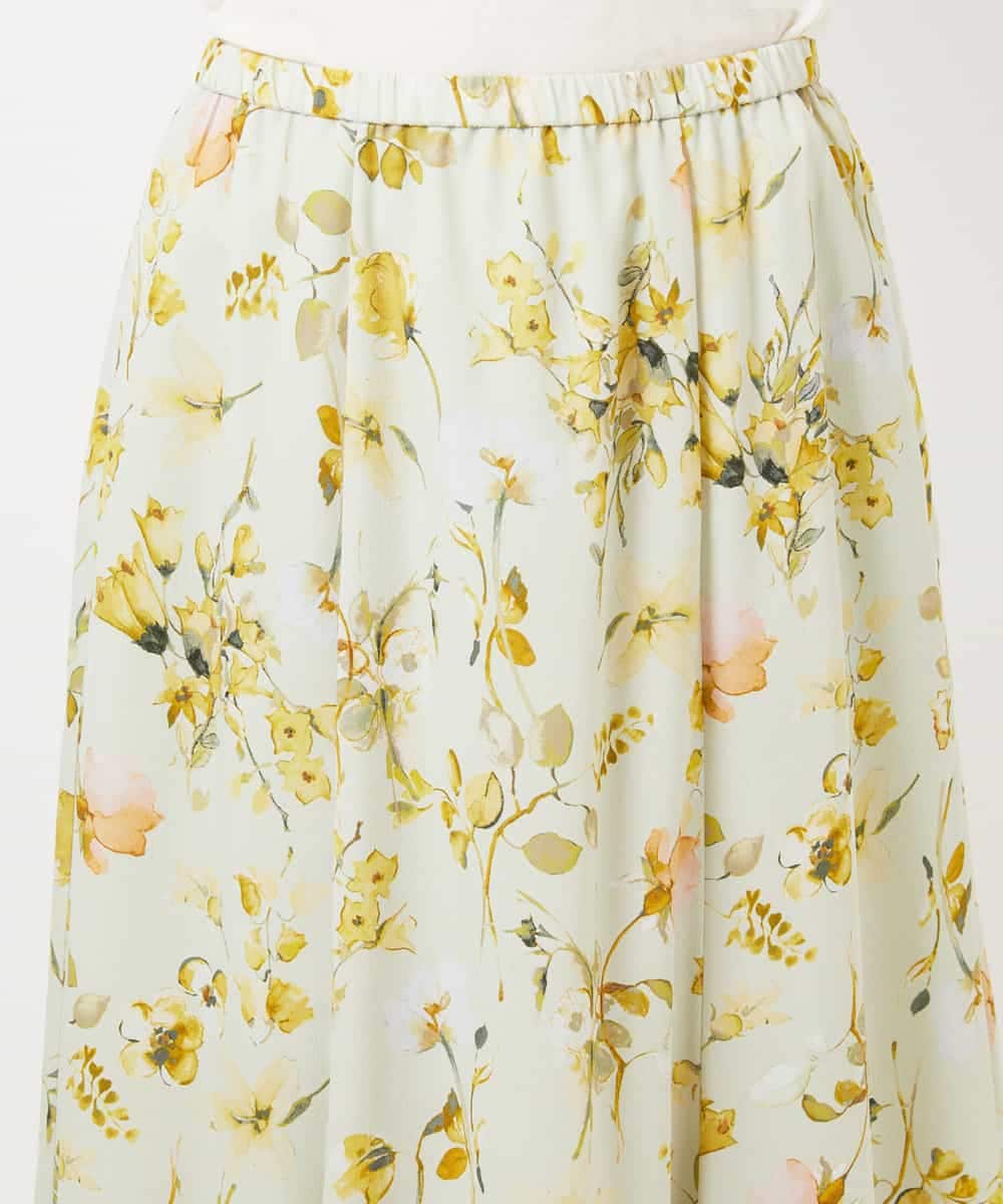 FMHDD12340 MICHEL KLEIN(ミッシェルクラン) フラワープリントセミマーメイドスカート ライトイエロー