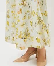 FMHDD12340 MICHEL KLEIN(ミッシェルクラン) フラワープリントセミマーメイドスカート ライトイエロー