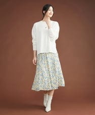 FMHDP10250 MICHEL KLEIN(ミッシェルクラン) ［セットアップ対応/洗える］ヴィンテージフラワーマーメイドスカート イエロー(81)