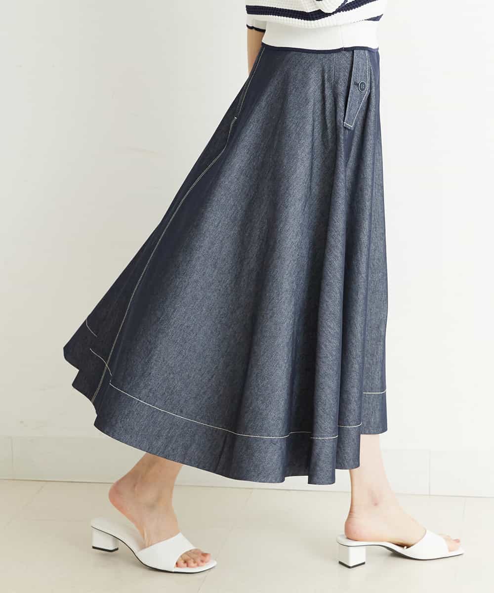 洗える デニムフレアスカート ミモレ丈スカート Michel Klein ミッシェルクラン イトキンオンラインストア