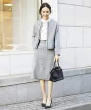 FMHDV01200 MICHEL KLEIN(ミッシェルクラン) [セットアップ対応]ファンシーツイードセミタイトスカート グレー(92)