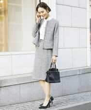 FMHDV01200 MICHEL KLEIN(ミッシェルクラン) [セットアップ対応]ファンシーツイードセミタイトスカート グレー(92)