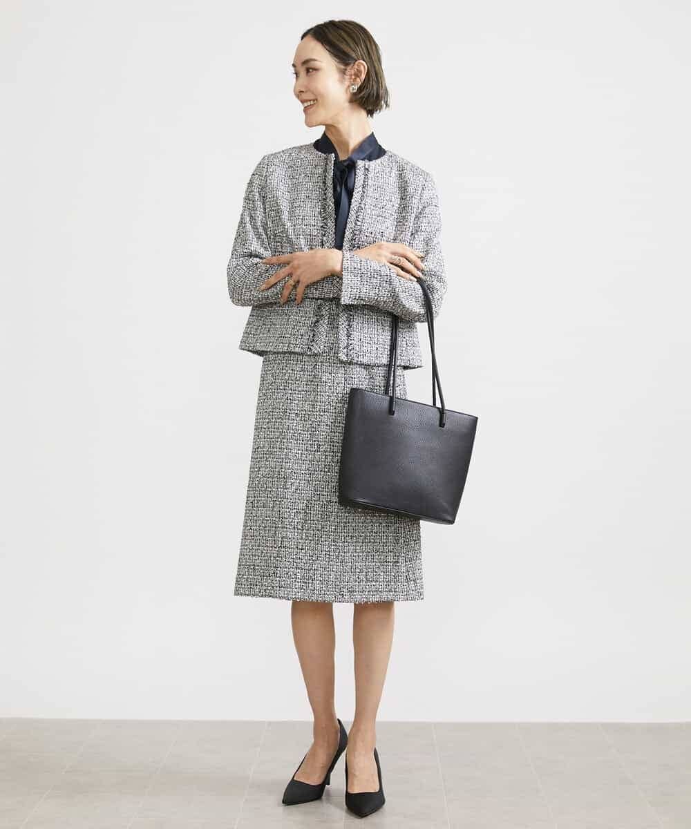 FMHDV01200 MICHEL KLEIN(ミッシェルクラン) [セットアップ対応]ファンシーツイードセミタイトスカート グレー(92)