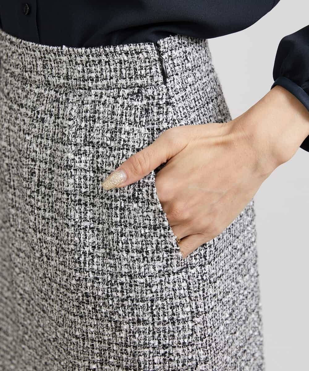 FMHDV01200 MICHEL KLEIN(ミッシェルクラン) [セットアップ対応]ファンシーツイードセミタイトスカート グレー(92)