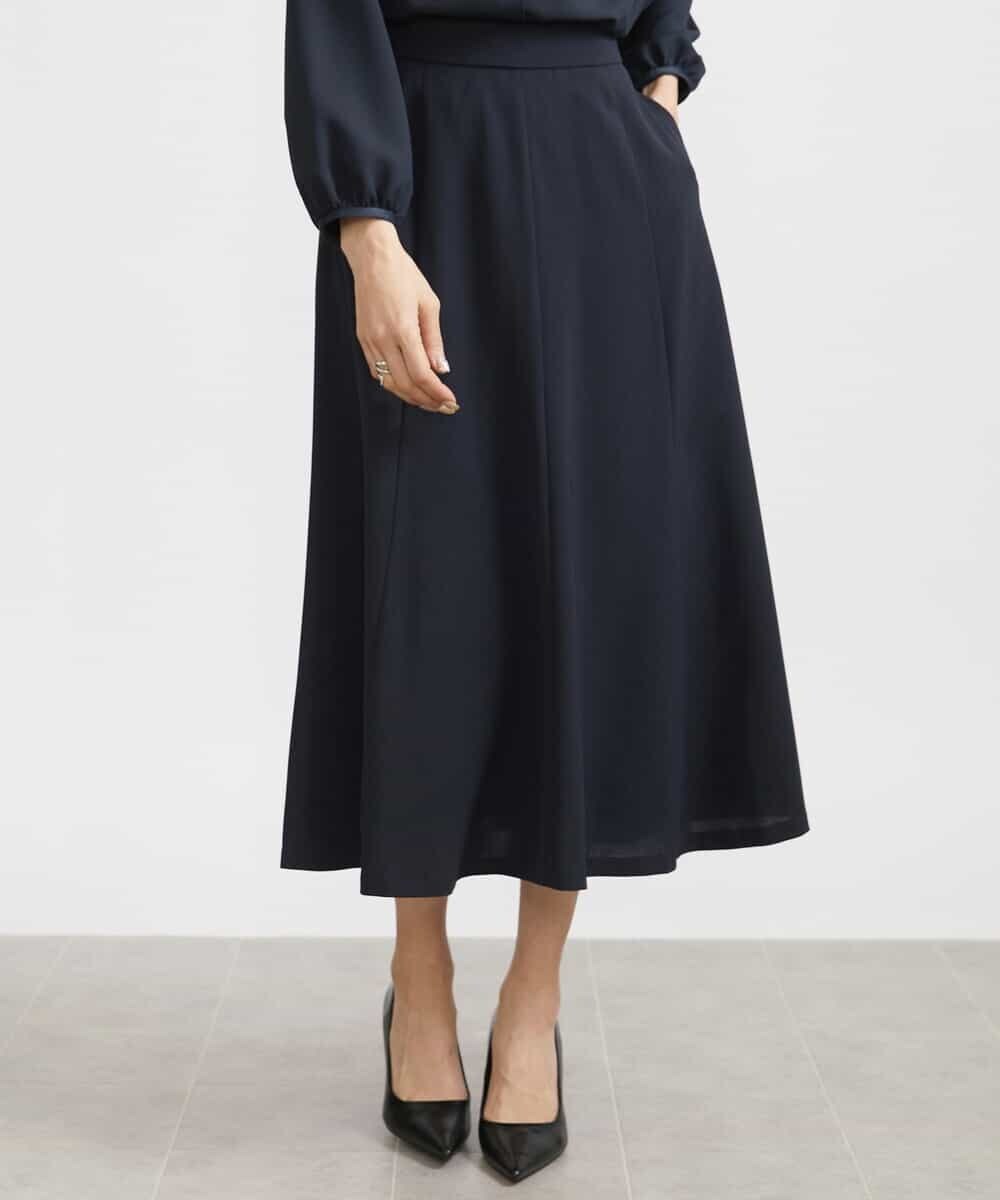 45R定番シルクデニムフレアースカート （STITCH DENIM FLARE