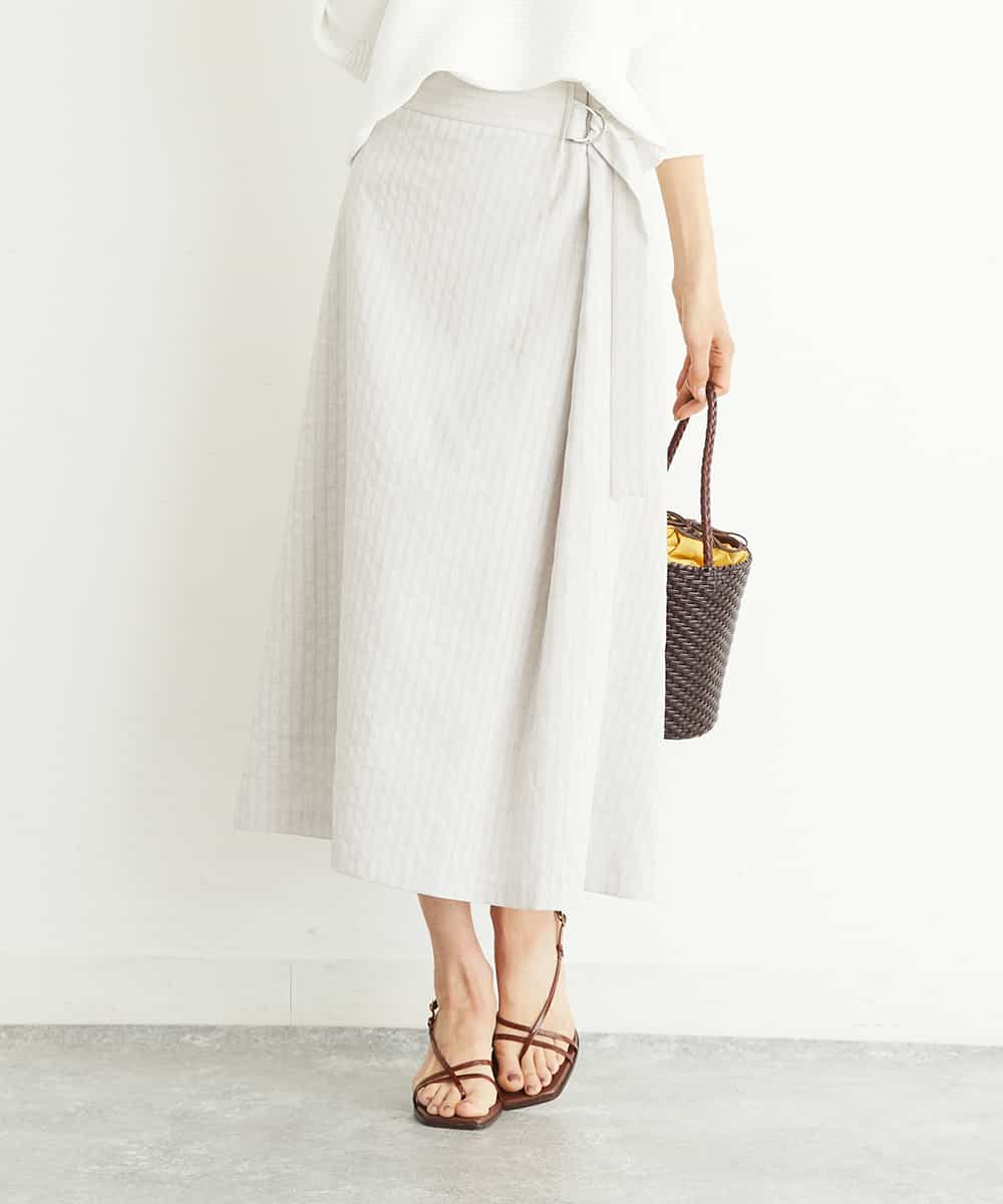 Michel Klein ミッシェルクラン 洗える ストライプラップ風スカート イトキンオンラインストア