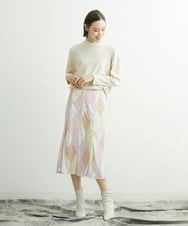 FMHFP28250 MICHEL KLEIN(ミッシェルクラン) [洗える]フレンチマリンプリントフレアスカート グリーン(30)