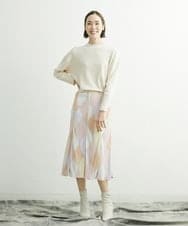 FMHFP28250 MICHEL KLEIN(ミッシェルクラン) [洗える]フレンチマリンプリントフレアスカート グリーン(30)
