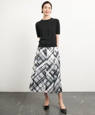 FMHGA04360 MICHEL KLEIN(ミッシェルクラン) ［オリジナルプリント］シアーチェックスカート グリーン