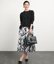 FMHGA04360 MICHEL KLEIN(ミッシェルクラン) ［オリジナルプリント］シアーチェックスカート グリーン