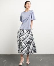 FMHGA04360 MICHEL KLEIN(ミッシェルクラン) ［オリジナルプリント］シアーチェックスカート グリーン